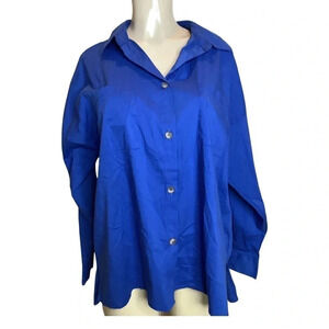 NY Collection Blue Button Shirt Size 1X New With Tags